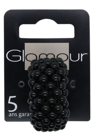 Резинка для волос Glamour с бусинками черная