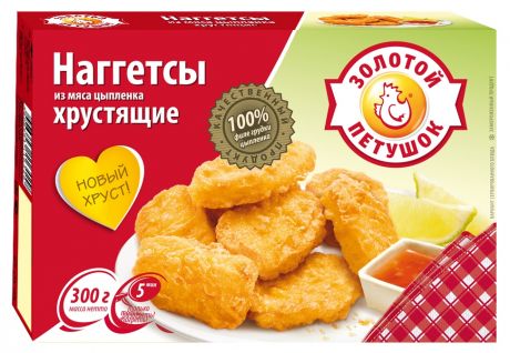 Наггетсы из мяса цыпленка «Золотой Петушок» хрустящие, 300 г