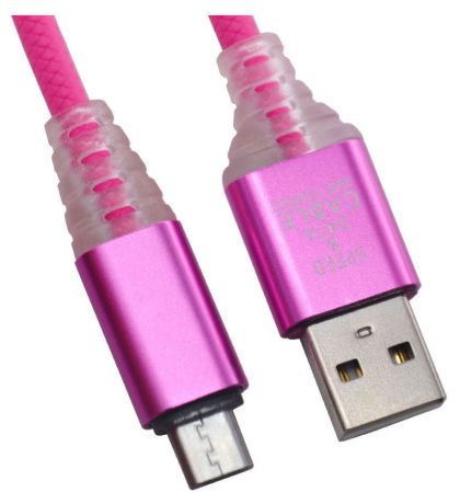 USB кабель Liberty Project Micro USB Змея LED TPE розовый