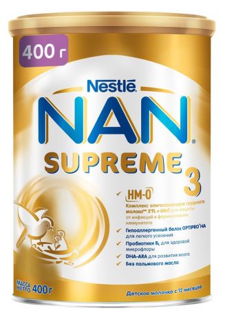 Смесь молочная Nan 3 Supreme с олигосахаридами для защиты от инфекций с 12 месяцев, 400 г