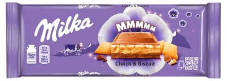 Шоколад Milka молочный с шоколадной и молочной начинкой и печеньем, 300 г