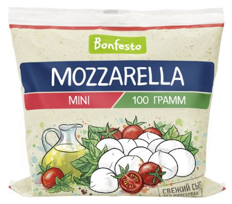 Сыр рассольный Bonfesto Моцарелла 45% 12 шариков, 100 г