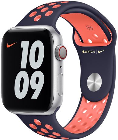 Ремешок Apple Nike Sport Band для Apple Watch 44мм (сине-черный/яркое-манго)