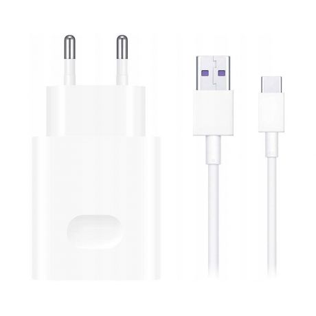 Сетевое зарядное устройство Huawei CP84 Supercharge Wall Charger 2 + кабель USB Type-C (белый)