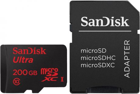 SanDisk Ultra microSDXC 200GB Class 10 + адаптер (черный)
