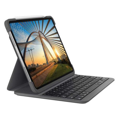 Чехол-клавиатура LOGITECH Slim Folio, для Apple iPad Pro 12.9", серый [920-009990]