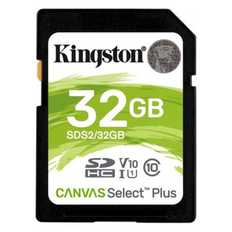 Карта памяти SDHC UHS-I KINGSTON Canvas Select Plus 32 ГБ, 100X, Class 10, SDS2/32GB, 1 шт.