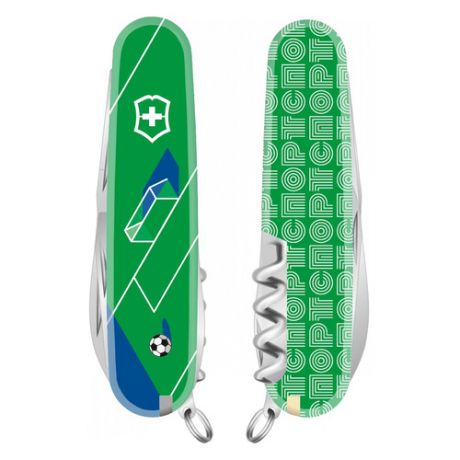 Складной нож VICTORINOX Spartan "Футбол России", 12 функций, 91мм, зеленый / рисунок