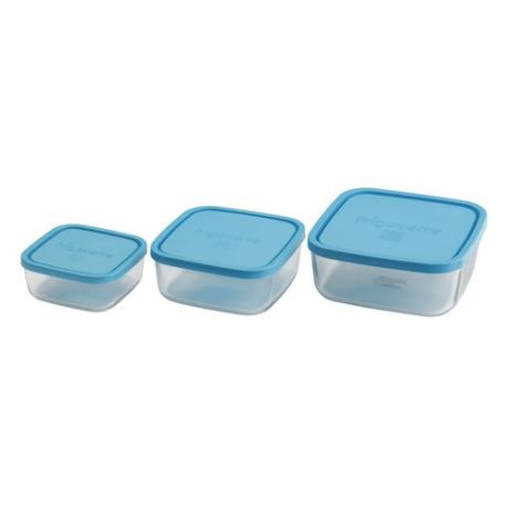 Набор контейнеров Bormioli Rocco B388550-1 квадр. стекло голубой/прозрачный наб.:3пред. (Б0020647)