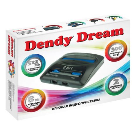 Игровая консоль DENDY 300 игр, Dream, черный