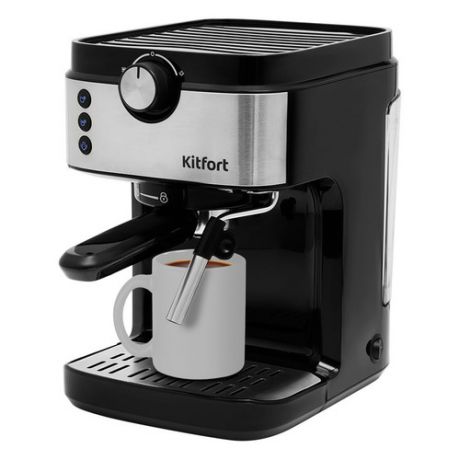 Кофеварка KITFORT KT-742, эспрессо, черный / серебристый