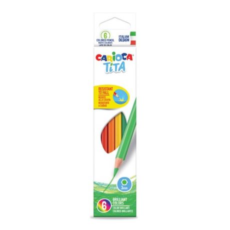 Упаковка карандашей цветных CARIOCA TITA 42792, шестигранные, пластик, 6 цв., коробка европодвес 24 шт./кор.