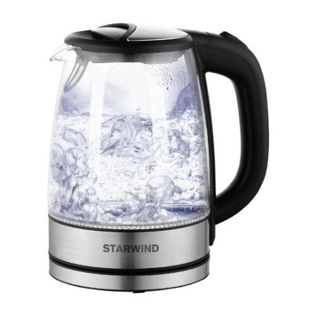 Чайник электрический STARWIND SKG5210, 2200Вт, черный и серебристый