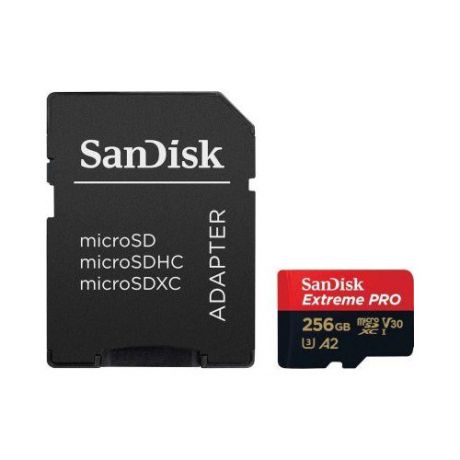 Карта памяти microSDXC UHS-I U3 SANDISK Extreme Pro 256 ГБ, 170 МБ/с, Class 10, SDSQXCZ-256G-GN6MA, 1 шт., переходник SD
