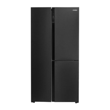 Холодильник HYUNDAI CS5073FV, трехкамерный, черная сталь