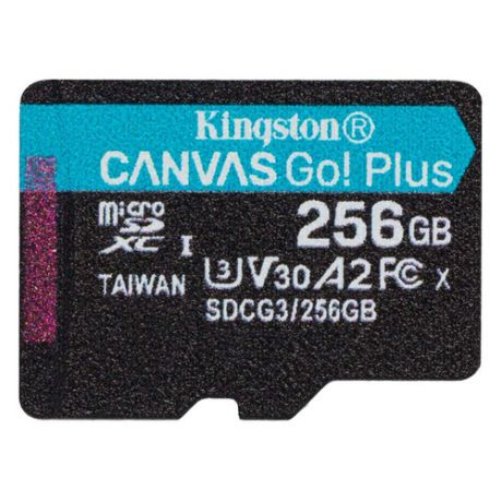 Карта памяти microSDXC UHS-I U3 KINGSTON Canvas Go! Plus 256 ГБ, 170 МБ/с, Class 10, SDCG3/256GBSP, 1 шт.