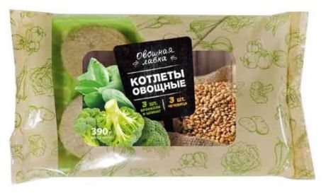 Котлеты овощные «Овощная лавка» Ассорти брокколи шпинат и чечевица 6 шт, 390 г