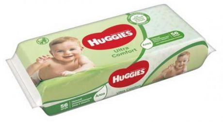 Влажные салфетки Huggies Ultra Comfort детские с алоэ, 56 шт