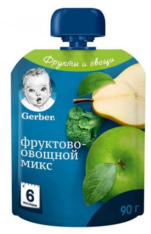 Пюре Gerber Фруктово-овощной микс с 6 месяцев, 90 мл