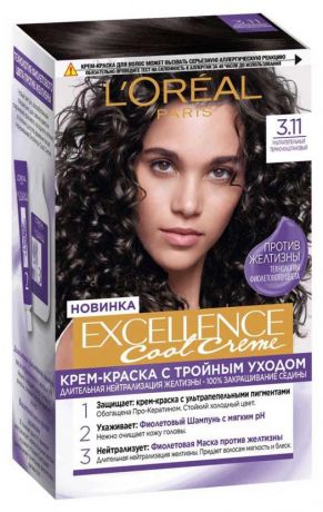 Крем-краска для волос L’Oréal Paris Excellence Cool Crème Ультрапепельный темно-каштановый тон 3.11, 192 мл