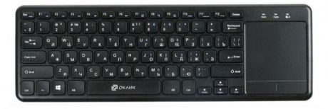 Клавиатура беспроводная Oklick 830ST slim Multimedia Touch черная