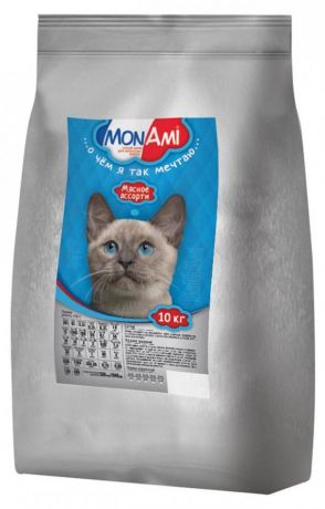 Сухой корм для кошек MonAmi мясное ассорти, 10 кг