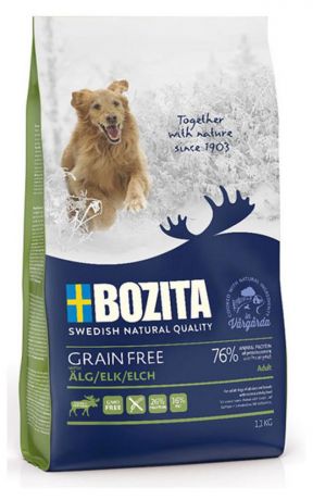 Сухой корм для собак BOZITA GRAIN FREE Elk беззерновой для взрослых лосем, 1,1 кг