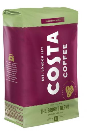 Кофе в зернах Costa Coffee Bright Blend средняя обжарка, 1 кг
