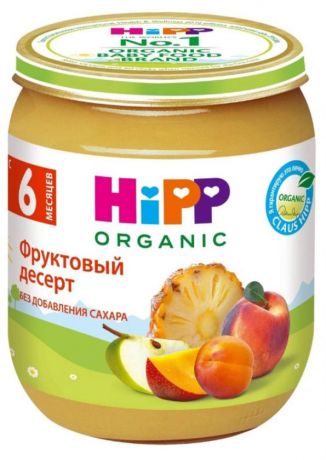 Пюре HiPP Organic Фруктовый десерт с 6 месяцев, 125 г
