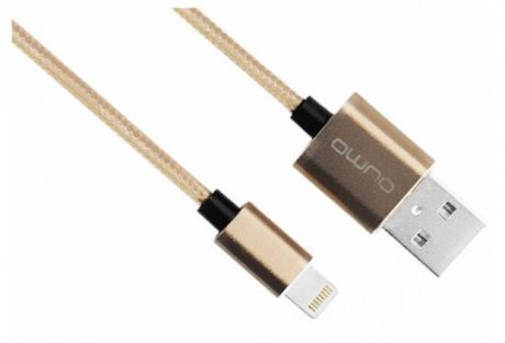Кабель Qumo MFI USB-Apple 8 pin, 1,5 м, 2,4A, нейлоновая оплетка, золото