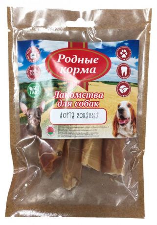 Лакомство «Родные корма» для собак мелких пород аорта говяжья сушеная, 35 г