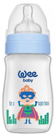 Бутылочка Wee Baby Classic Plus с широким горлышком для кормления с силиконовой соской размер №1, 250 мл