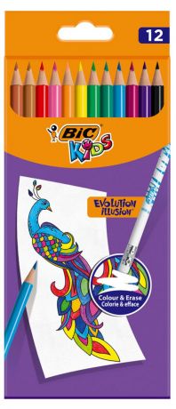 Набор цветных карандашей BIC Kids Evolution Illusion, 12 цветов