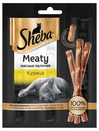 Лакомство для кошек Sheba Meaty мясные палочки со вкусом курица, 12 г