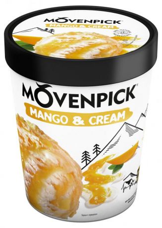 Мороженое пломбир Movenpick Mango&Cream с манговым наполнителем и кусочками манго, 281 г