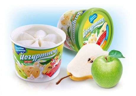 Мороженое «Здоровое мороженое» кисломолочное йогуртное с фруктово-ягодным наполнителем груша-яблоко, 120 г