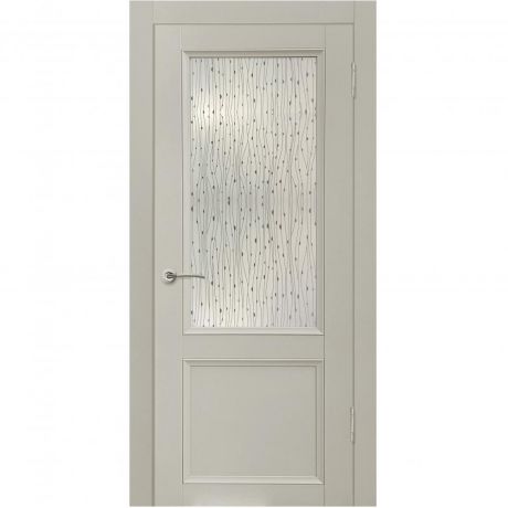Дверь межкомнатная остеклённая с замком и петлями в комплекте Рондо 60x200 см Hardflex цвет серый жемчуг