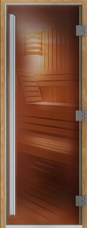 Дверь для сауны с петлями в комплекте Престиж 70x190 см стекло цвет бронза прозрачная
