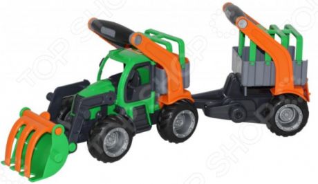 Машинка игрушечная Wader «ГрипТрак. Трактор-погрузчик с полуприцепом для животных»