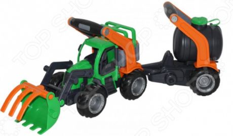 Машинка игрушечная Wader «ГрипТрак. Трактор-погрузчик с цистерной»