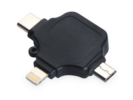 Аксессуар Переходник iNeez OTG USB Adapter 3in1 Lighting/micro/Type-C Black 912657