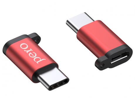 Аксессуар Pero AD01 USB Type-C - MicroUSB Red PRAD01TMRD