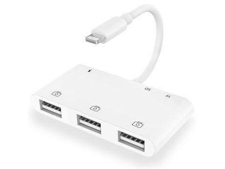 Карт-ридер iNeez Lightning to 3xUSB Reader HUB + TF/SD for iPhone/iPad White 912420