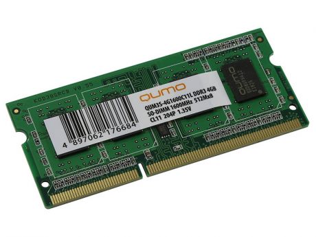 Модуль памяти Qumo 4GB DDR3L 1600MHz SODIMM 204pin CL11 QUM3S-4G1600C11L