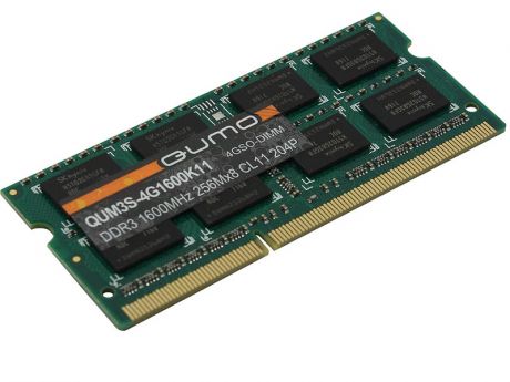 Модуль памяти Оперативная память Qumo 4GB DDR3 1600MHz SODIMM 204pin CL11 QUM3S-4G1600K11R
