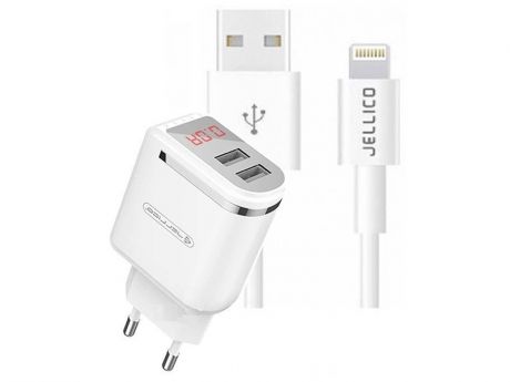 Зарядное устройство Jellico WJ-C80-8 2xUSB 2.4A + кабель Lightning