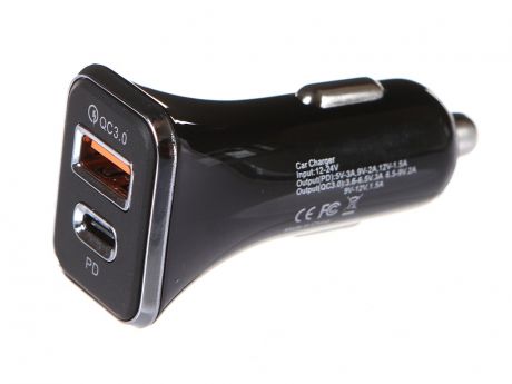 Зарядное устройство Media Gadget CPS-2QCUC USB Quick Charge 3.0 / USB Type-C Power Delivery Black MGCPS2QCUCBK