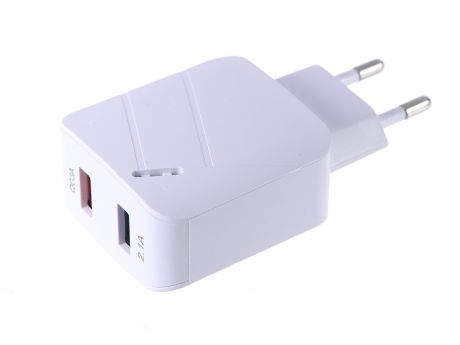 Зарядное устройство Media Gadget HPS-2QCU 2xUSB 2.1A/3.1A Quick Charge 3.0 White MGHPS2QCUWT