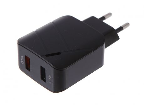 Зарядное устройство Media Gadget HPS-2QCU 2xUSB 2.1A/3.1A Quick Charge 3.0 Black MGHPS2QCUBK