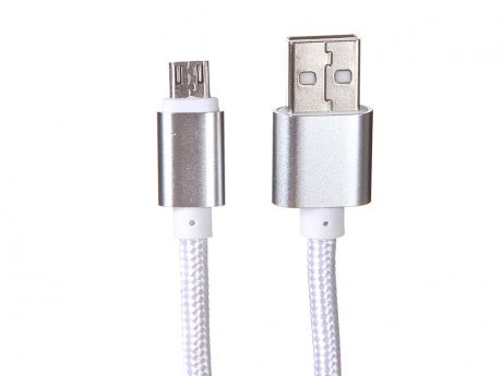 Аксессуар Media Gadget USB - MicroUSB 2A 1.0m Silver MGC001TSL